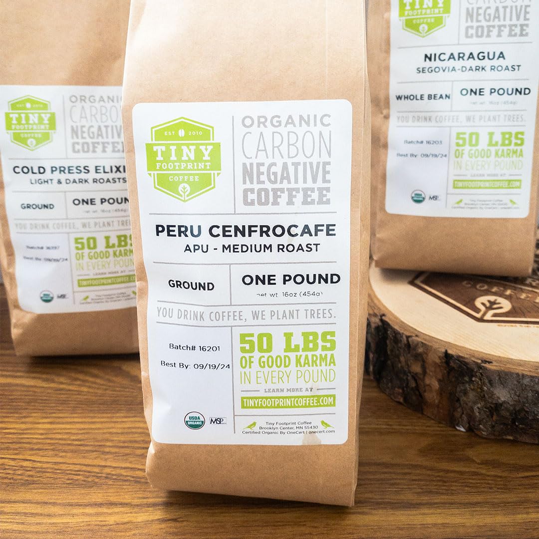 Tiny Footprint Coffee - Fair Trade Organic Peru APU Medium Roast (3 lb) - Carbon Negative