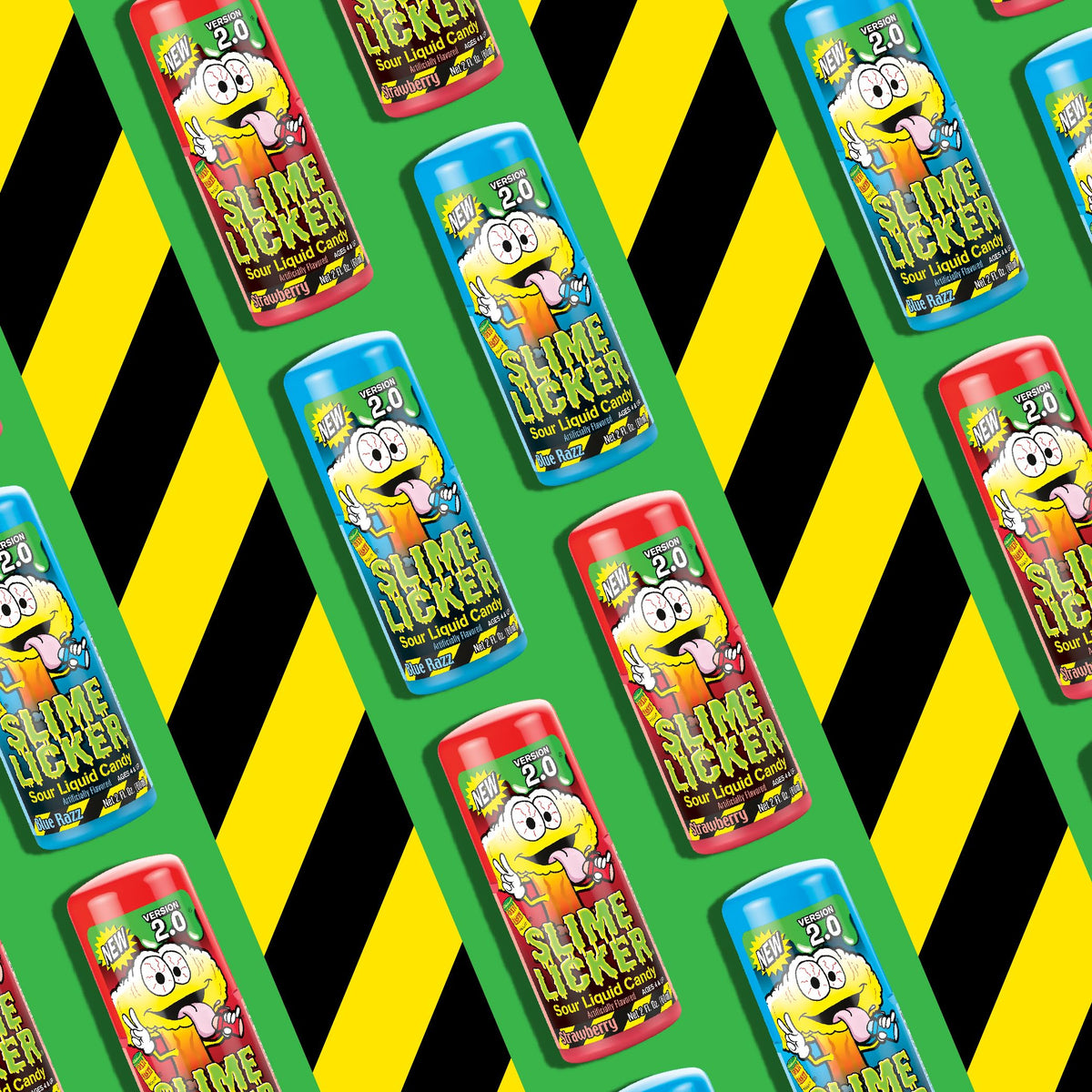 TOXIC WASTE Slime Licker 2.0 Sour Liquid Candy — 6 Pack, 2 oz Bottles, Strawberry & Blue Razz