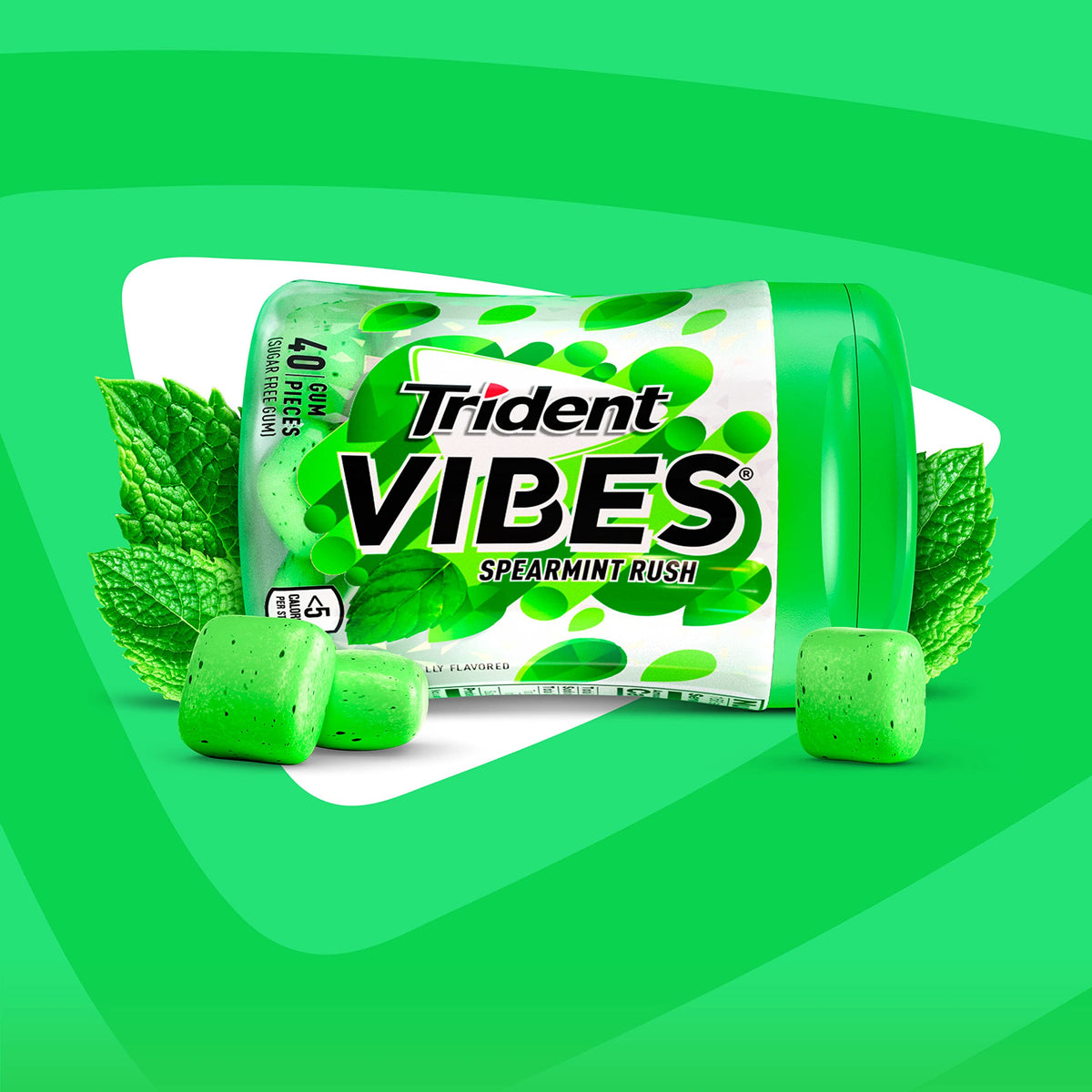 Trident Vibes Spearmint Rush Sugar-Free Gum — 6 Bottles, 240 Pieces