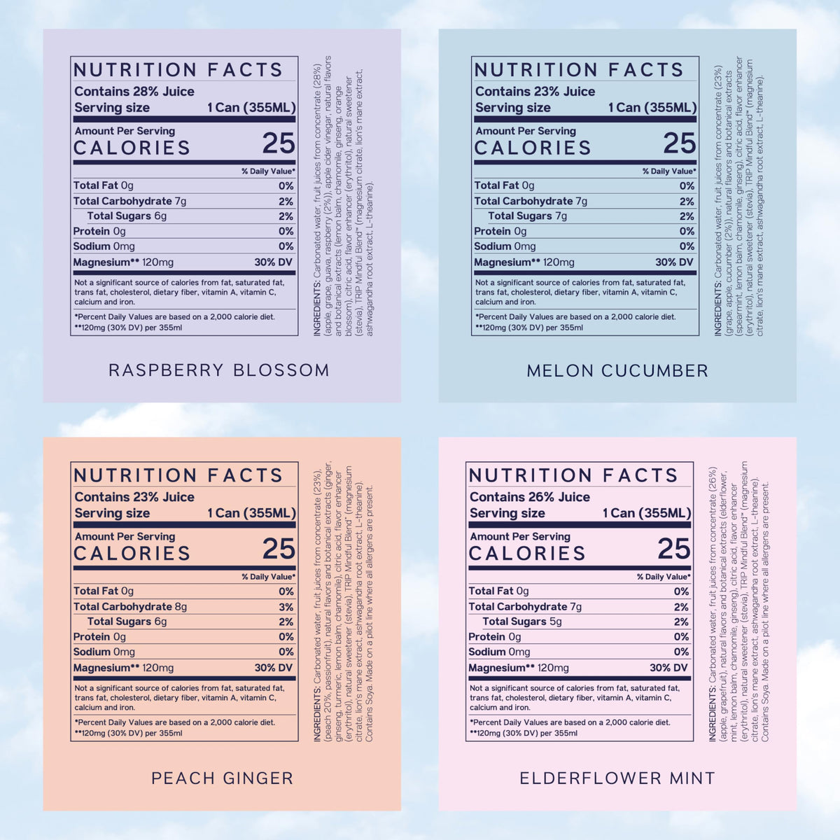 TRIP Lightly Sparkling Adaptogen Seltzer – Non-Alcoholic Mocktail with Magnesium, Ashwagandha, Lion’s Mane & L-Theanine | Original Variety Pack, 12x12oz