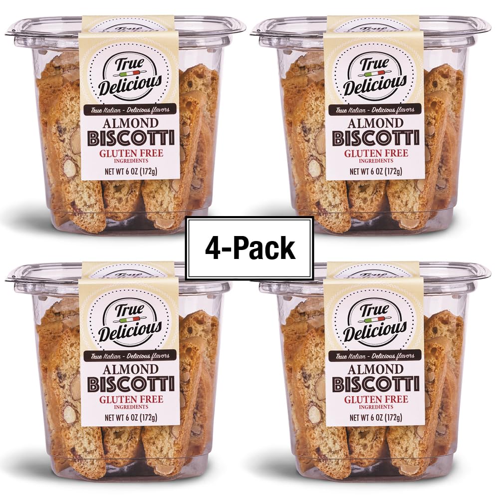 True Delicious Gluten Free Almond Biscotti – Artisanal Italian Cookies, Baked Twice, 4x6oz Boxes
