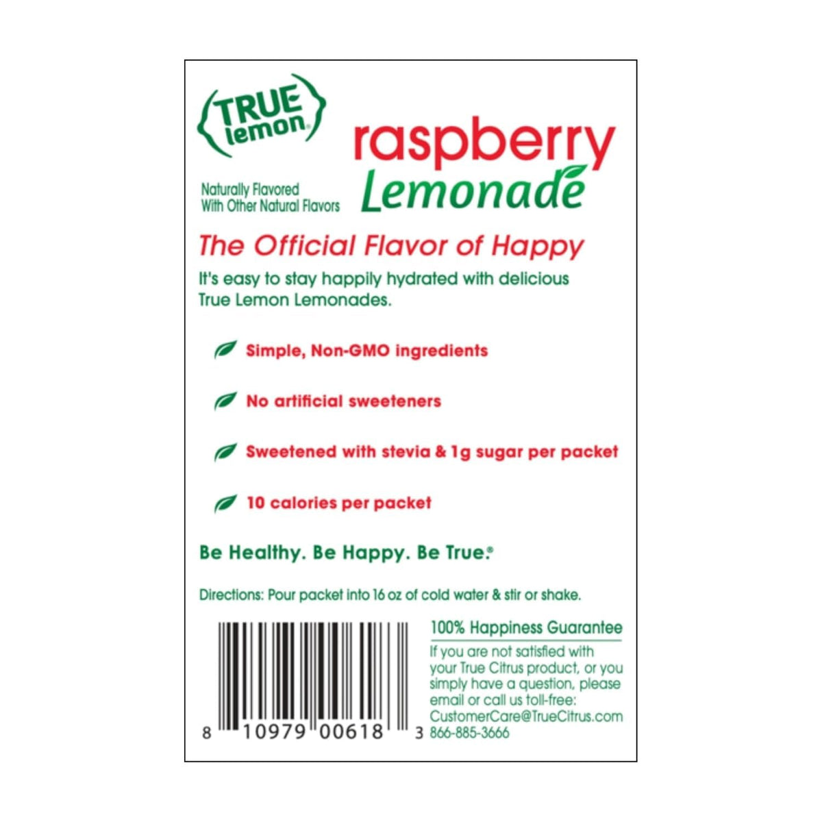 True Lemon Raspberry Lemonade Drink Mix – 12-Pack, 10 Cal per Packet, No Artificial Sweeteners