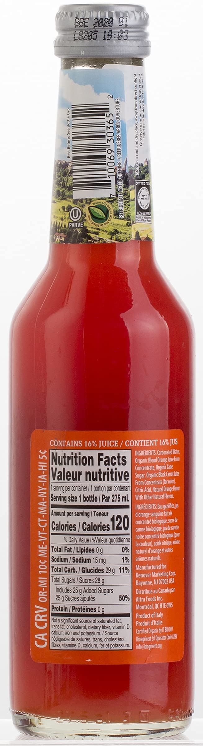 Tuscanini Organic Blood Orange Soda (6 Pack) | 16% Real Juice, No Artificial Colors
