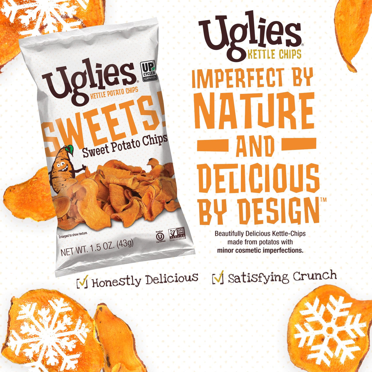 UGLIES Sweet Potato Kettle-Cooked Chips – Gluten-Free, Kosher, Non-GMO, 12 x 1.5 oz Bags