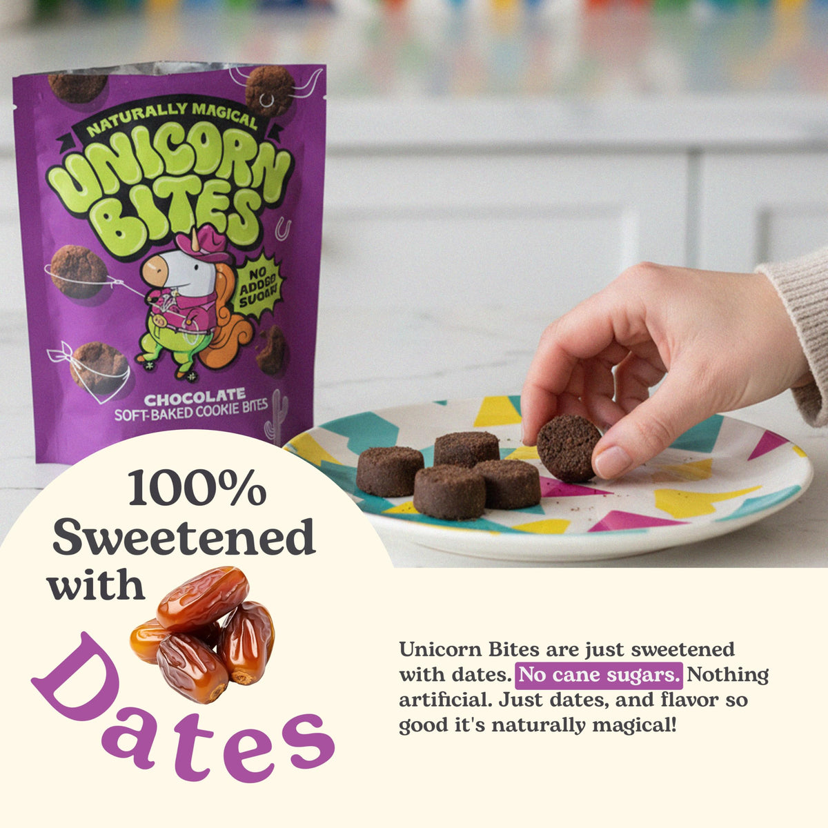Unicorn Bites Mini Soft Baked Cookies - 3-Flavor Variety Pack (Vegan, Gluten Free, Date-Sweetened)