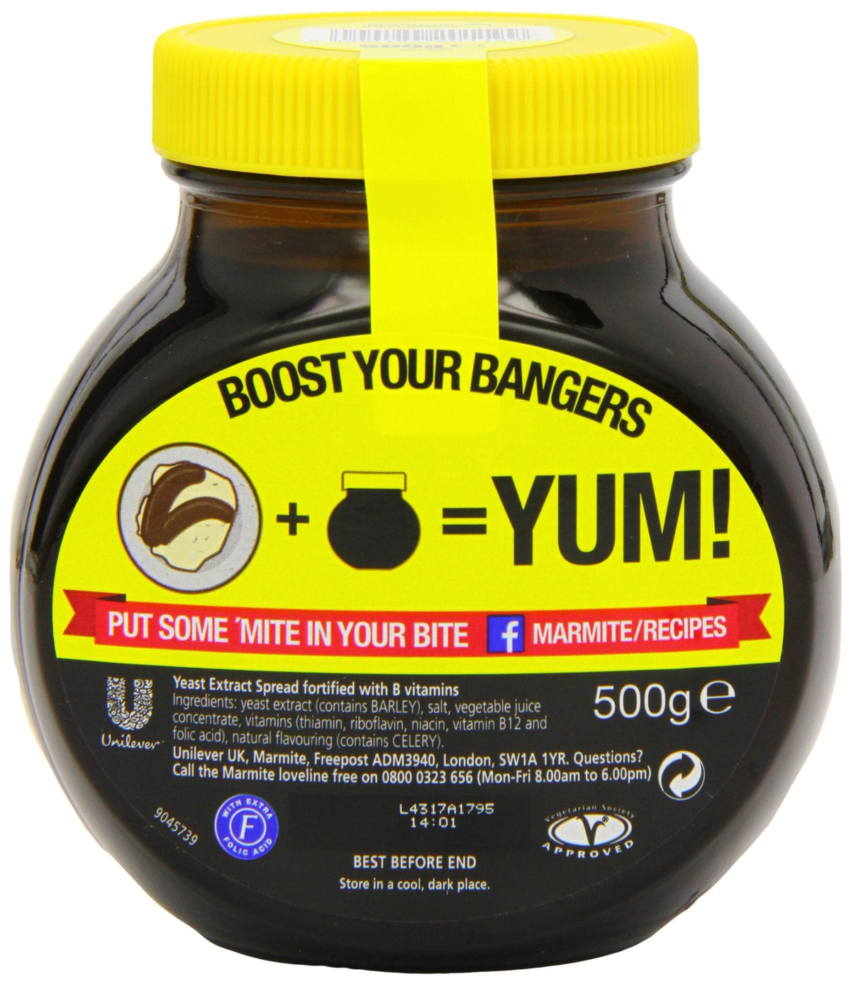 Marmite Yeast Extract 500g – Unilever | 100% Vegetarian, B Vitamins