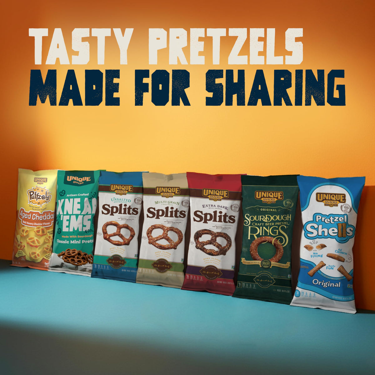 Unique Snacks Sprouted Splits Pretzels - 8 oz Bag (Pack of 3), OU Kosher, Non-GMO