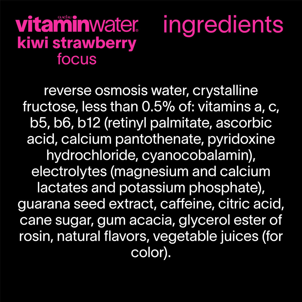 Vitaminwater Focus Kiwi Strawberry – Nutrient-Enhanced Flavored Water, 20 oz Bottle, 12 Pack