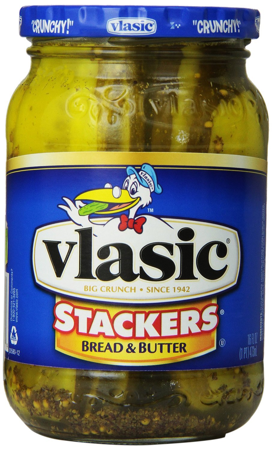 Vlasic Stackers Bread & Butter Pickles – 16 oz Glass Jar (Pack of 3)