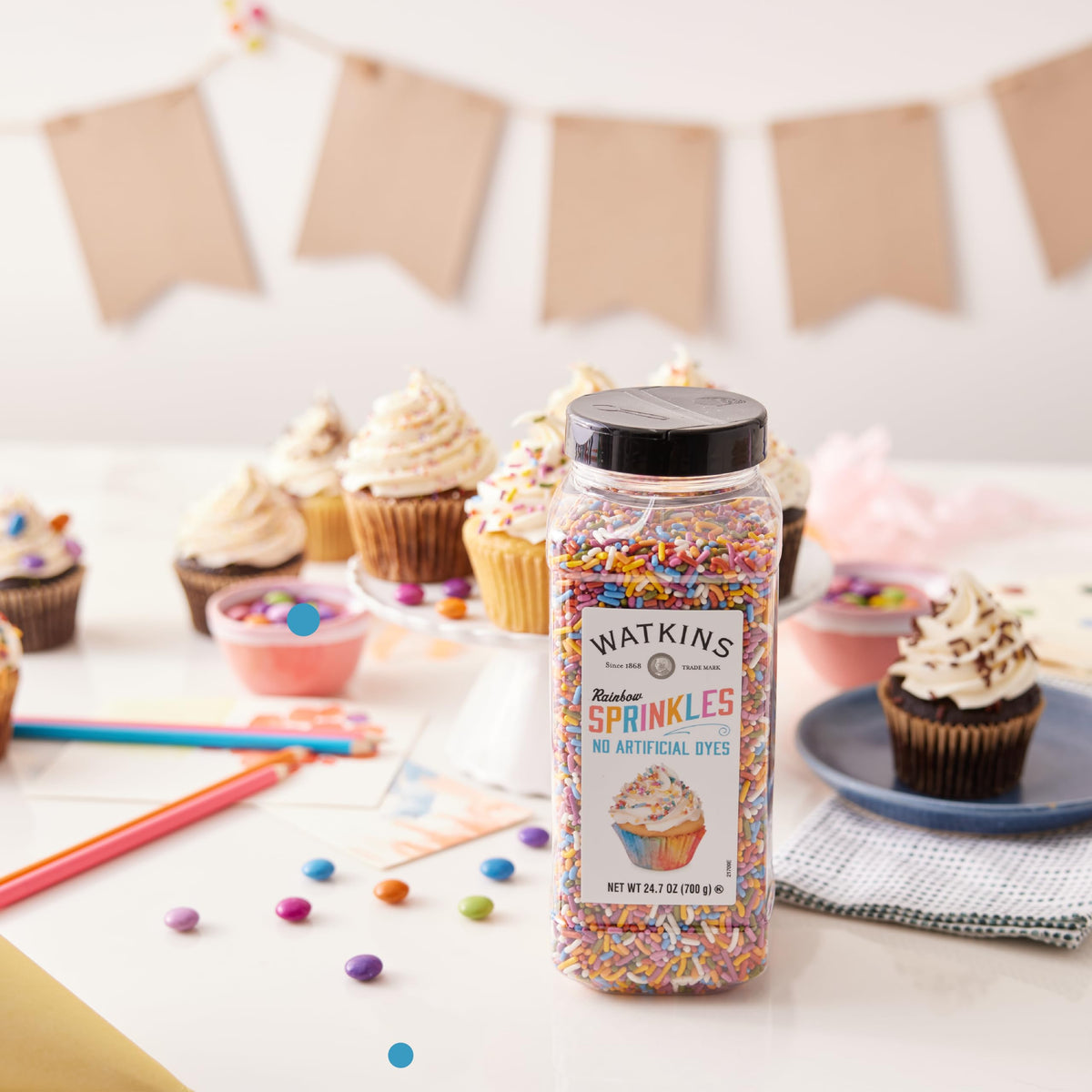 Watkins Rainbow Sprinkles - No Artificial Dyes - 24.7oz