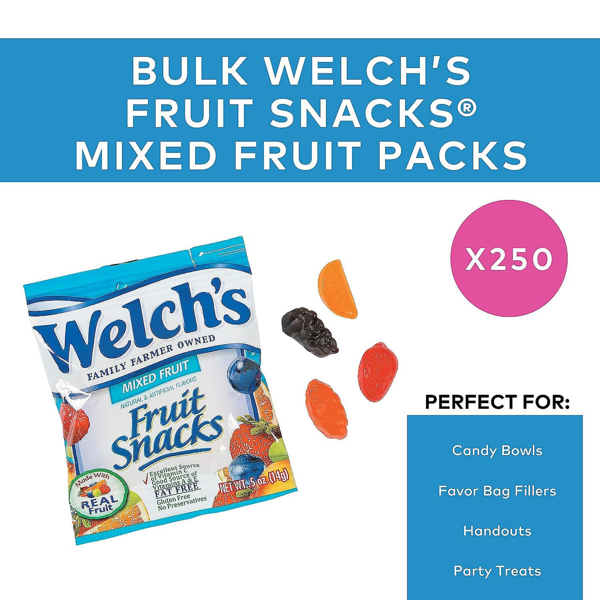 Welch's Fruit Snacks Mixed Fruit – 250 Count, Real Fruit & Vitamin C