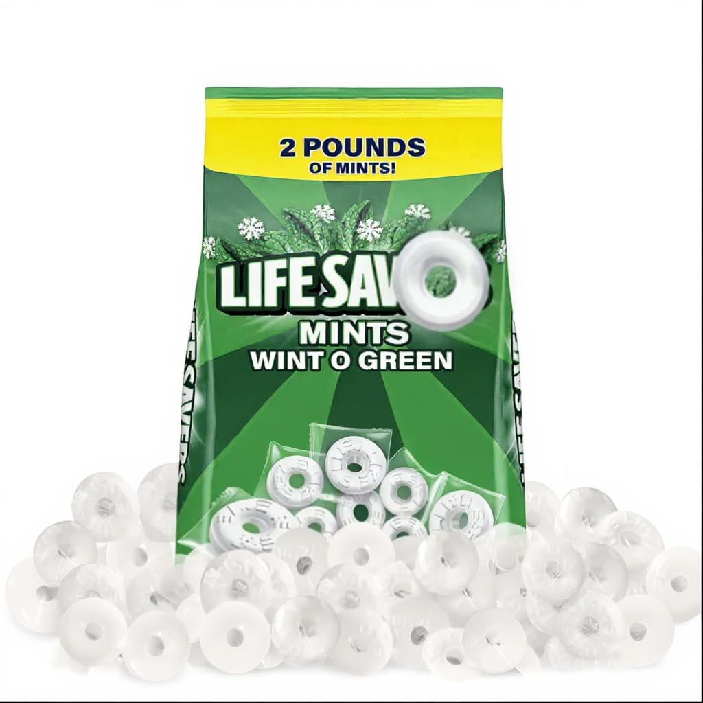 Wolgo Wint-O-Green Hard Candy – 2 lb Bulk Bag, Individually Wrapped Wintergreen Mints for Parties & Gifting