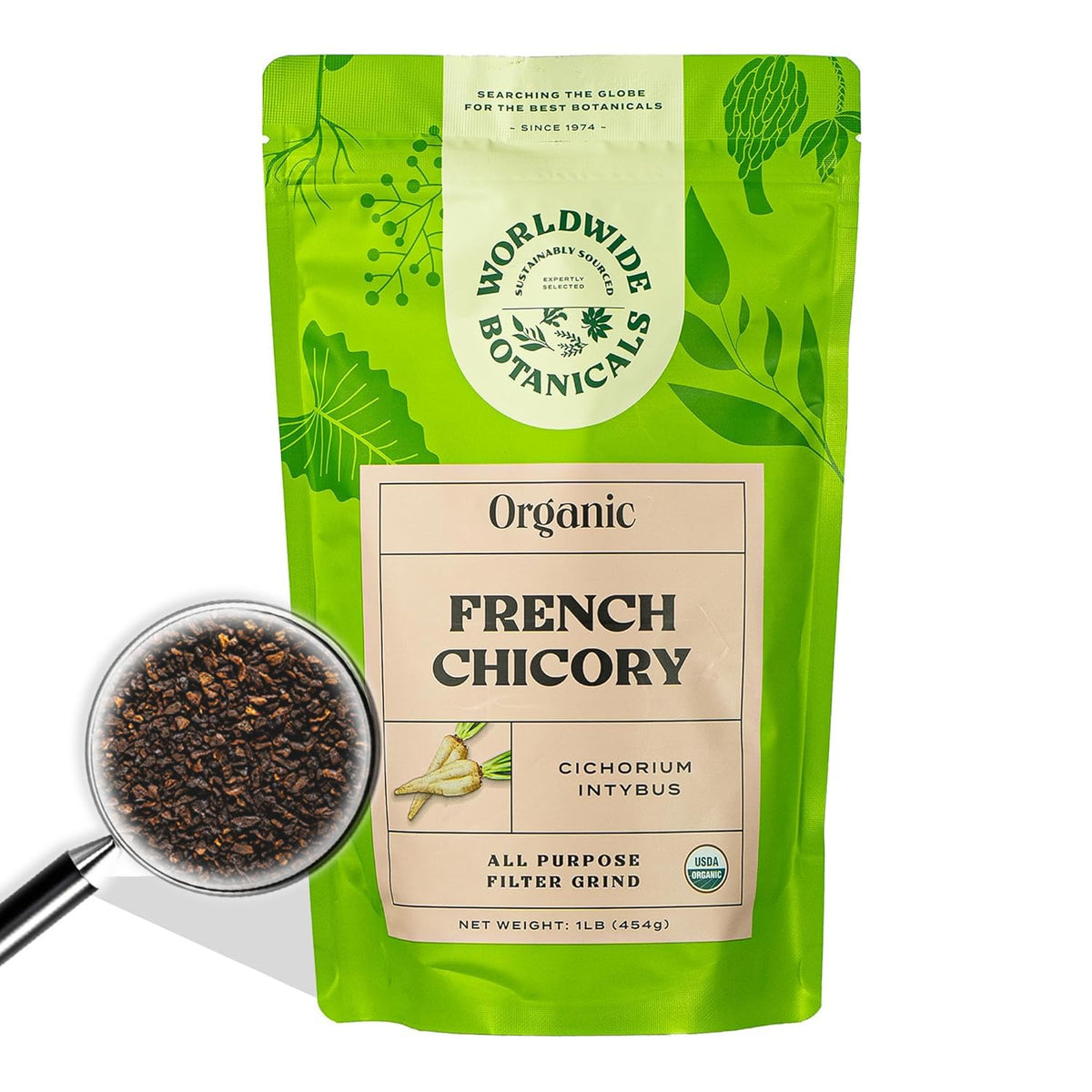 Worldwide Botanicals Organic French Chicory Root – 1 Pound (Pack of 2) | Caffeine-Free, Acid-Free, Kosher