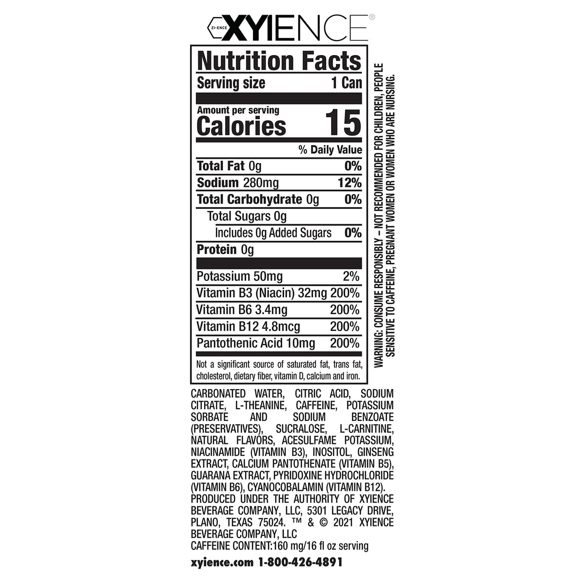 XYIENCE Blueberry Pomegranate Energy Drink – 16 oz Can (Pack of 12) | Zero Sugar, Low Calorie, Natural Flavors