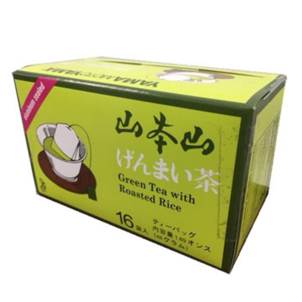 Yamamotoyama Genmaicha Green Tea with Roasted Rice - 16 Count Pack of 6