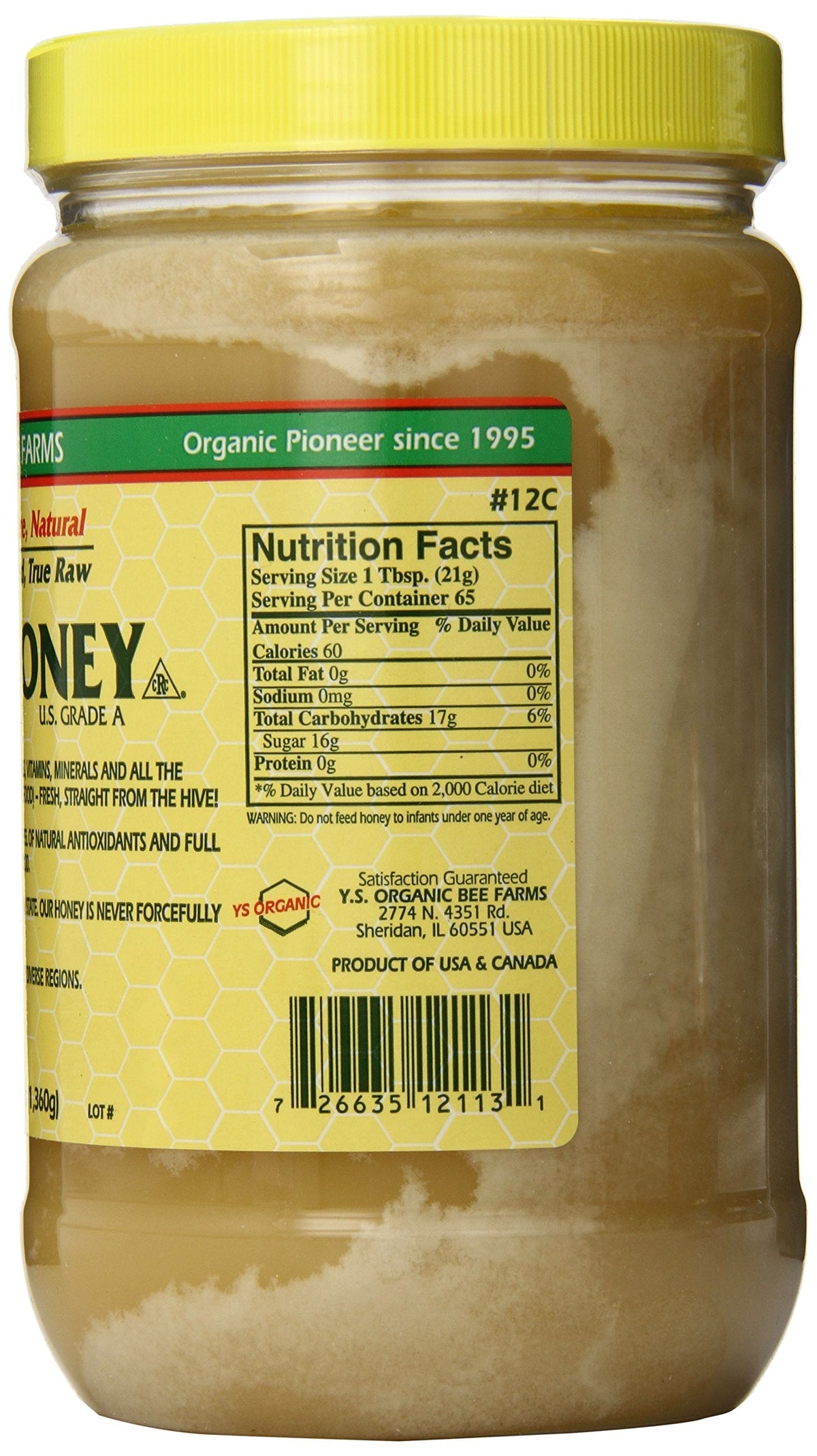 YS Eco Bee Farms RAW HONEY – 3lb Jar | Raw, Unfiltered, Unpasteurized, Kosher