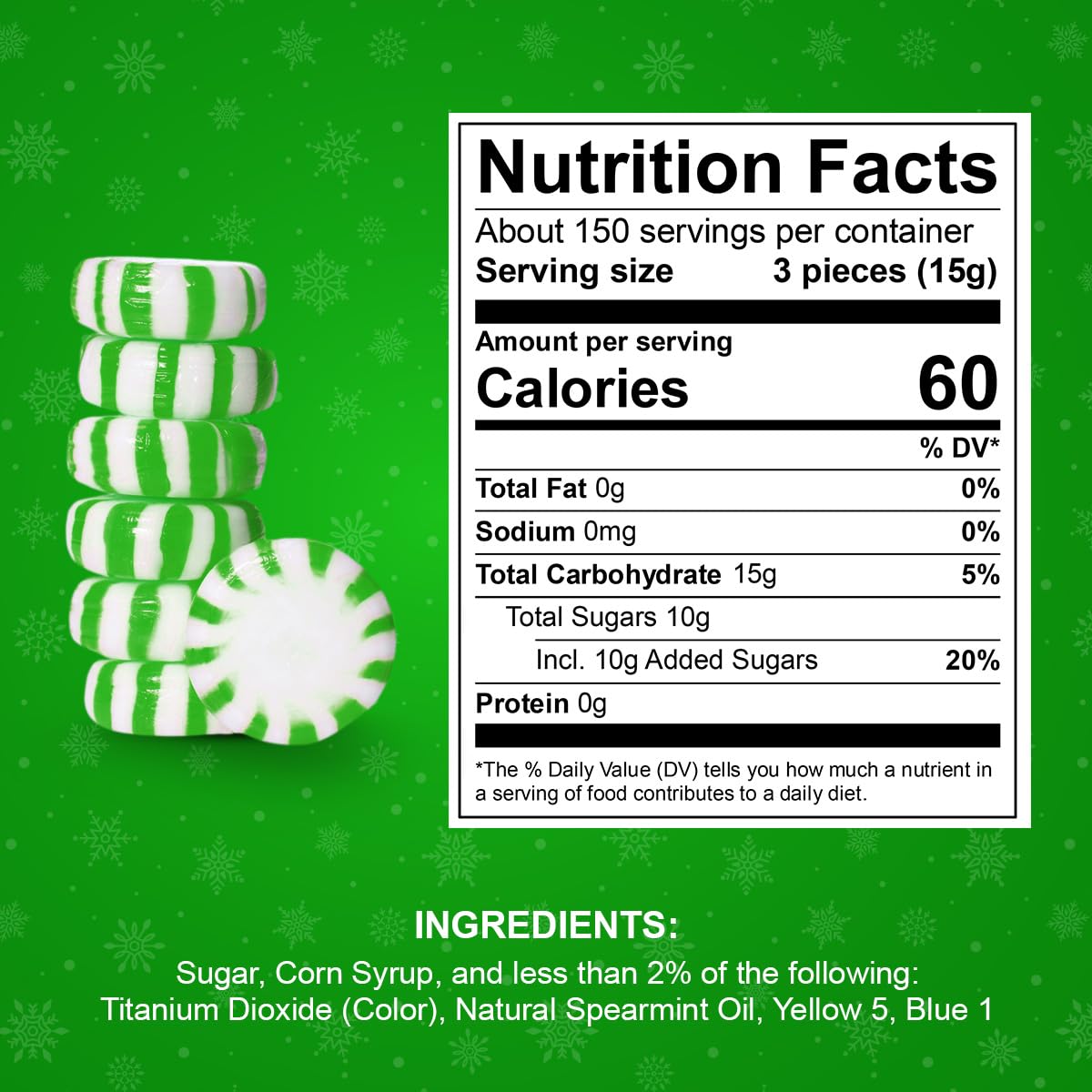 Yumzo Starlight Spearmint – Individually Wrapped Mints, 5 lb Bulk for Office & Events