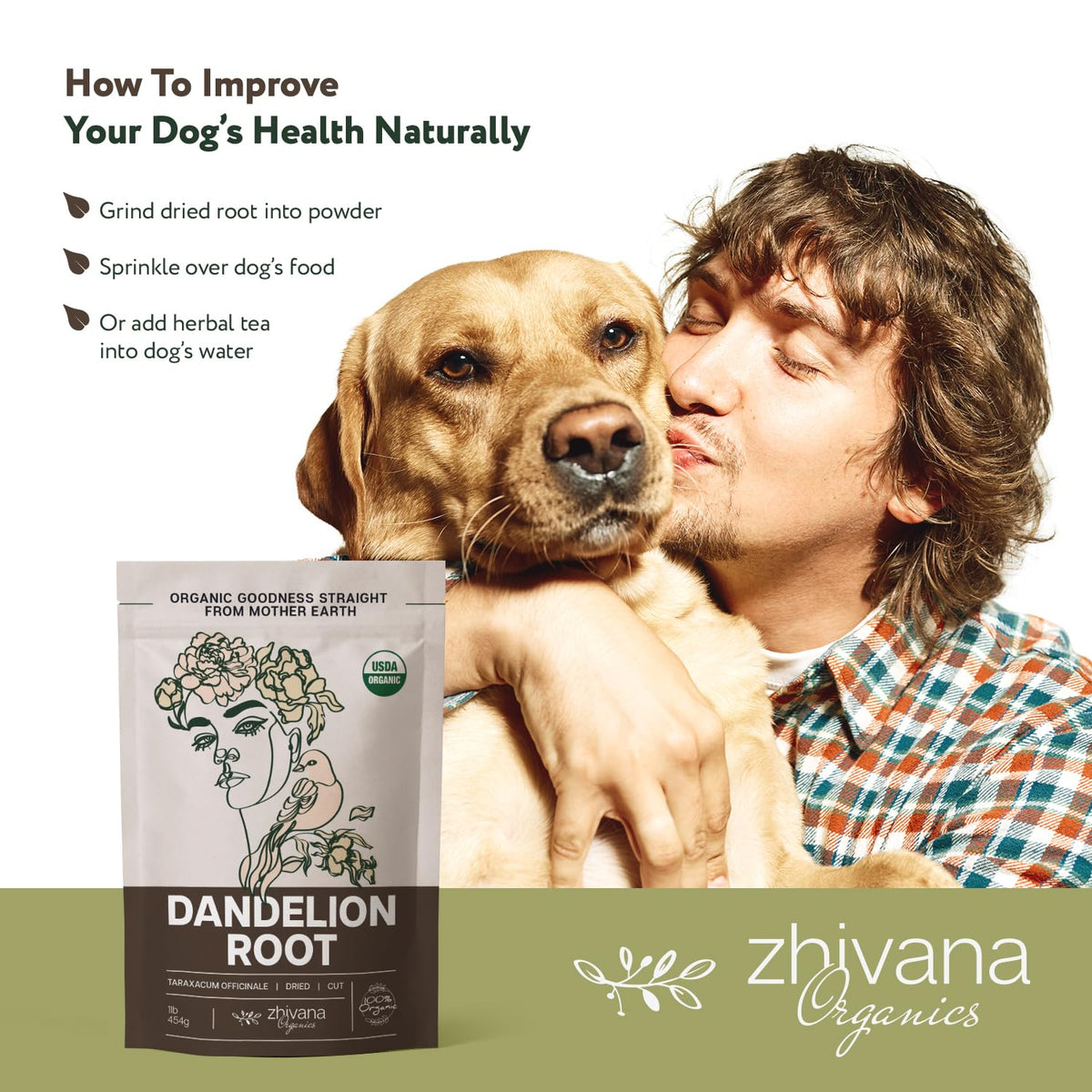 Zhivana Organics Dandelion Root Tea Loose Leaf – Organic Dandelion Root Herb, 16 oz