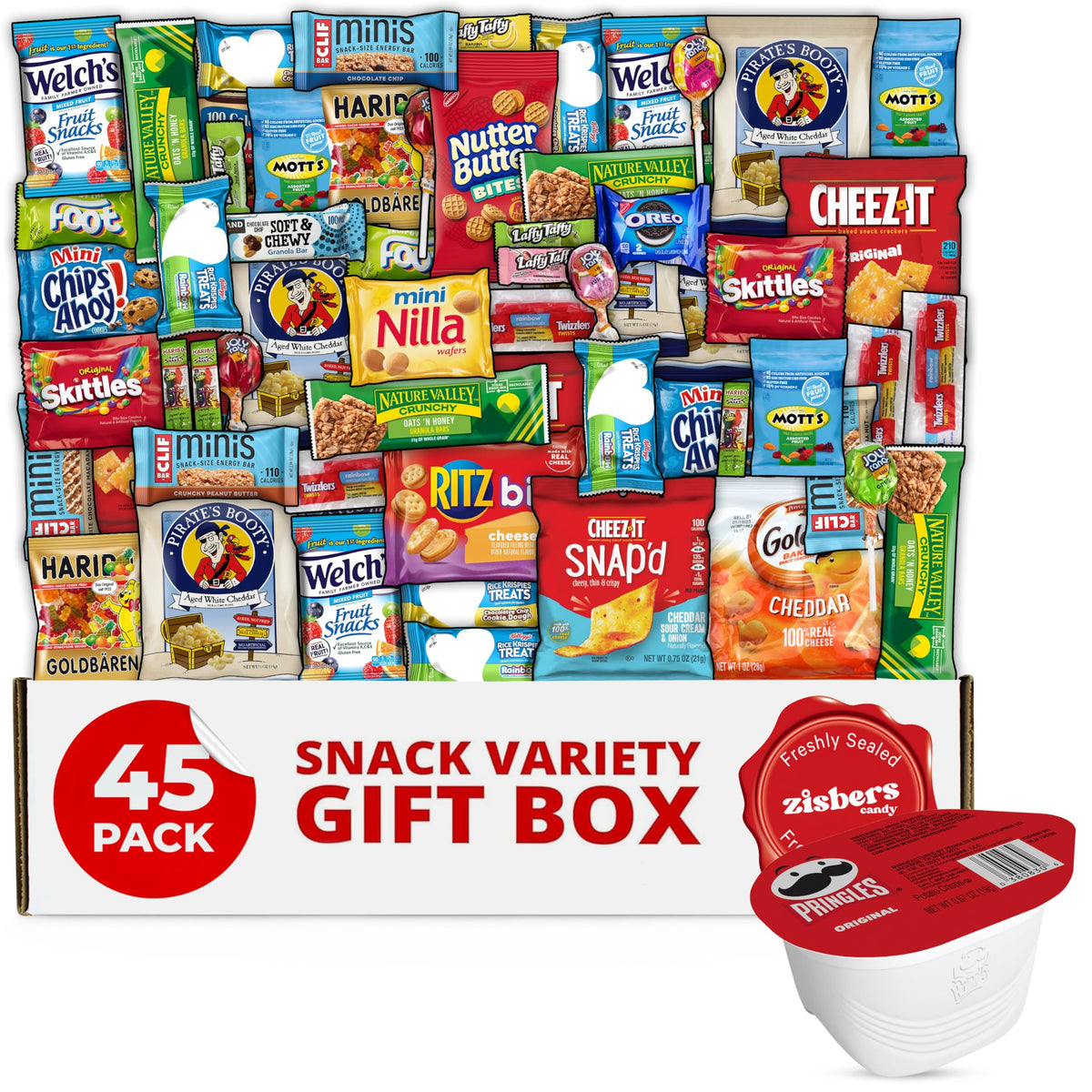 Zisbers Snack Box Care Package – 45 Count Variety Snacks