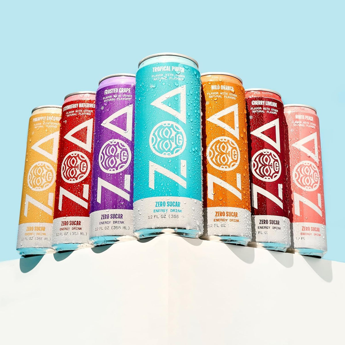 ZOA Zero Sugar Energy Drinks with Electrolytes, Vitamin C, B-Vitamins – Sugar-Free Variety Pack (12 cans)