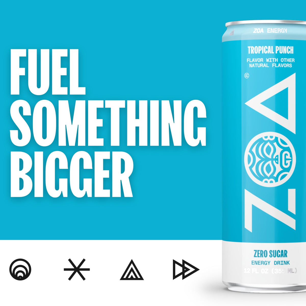ZOA Tropical Punch Zero Sugar Energy Drink | Natural Caffeine, Vitamin C & B-Vitamins | Gluten-Free & Keto Friendly | 12 oz Cans (Pack of 12)
