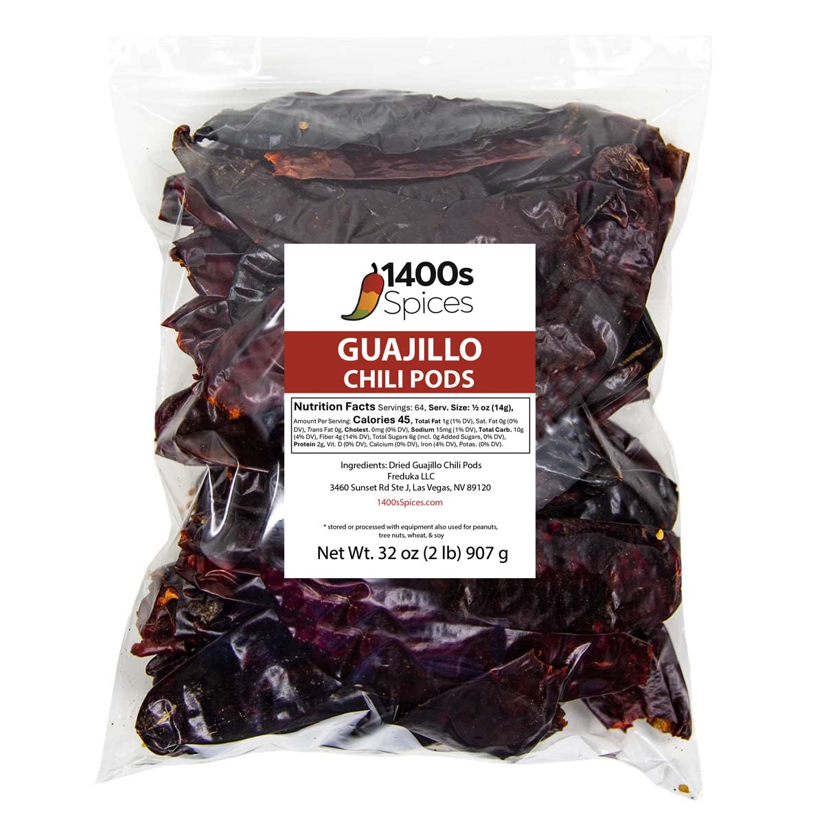 1400S Spices 2lb Guajillo Stemless Chile Bulk – Whole Dried Red Chiles for Salsa & More