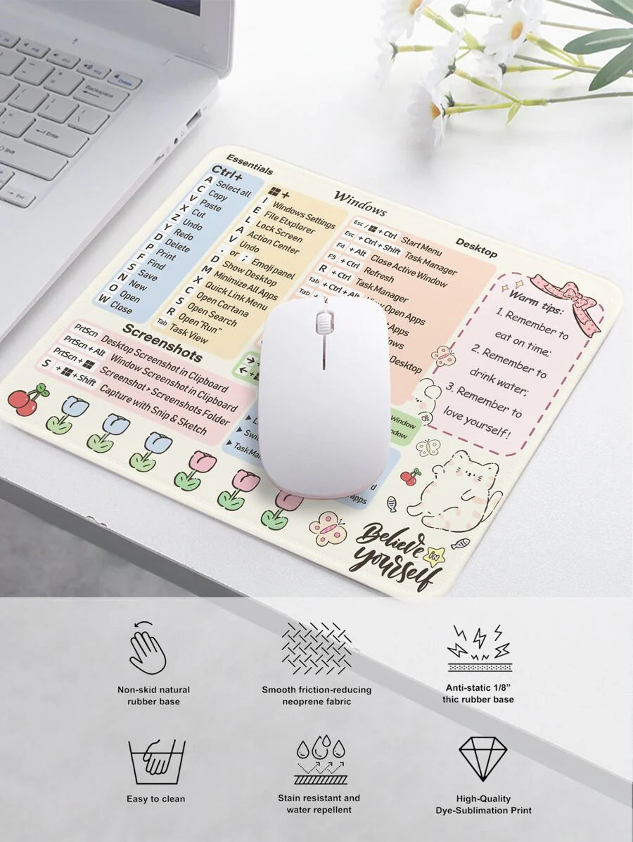 Windows Shortcut Keys Function Thick Waterproof Mouse Pad