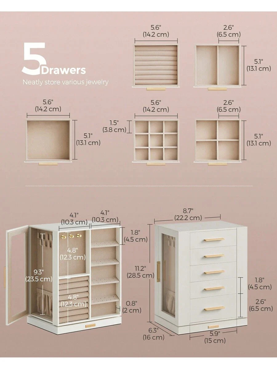 SONGMICS Jewelry Box 360° Rotating