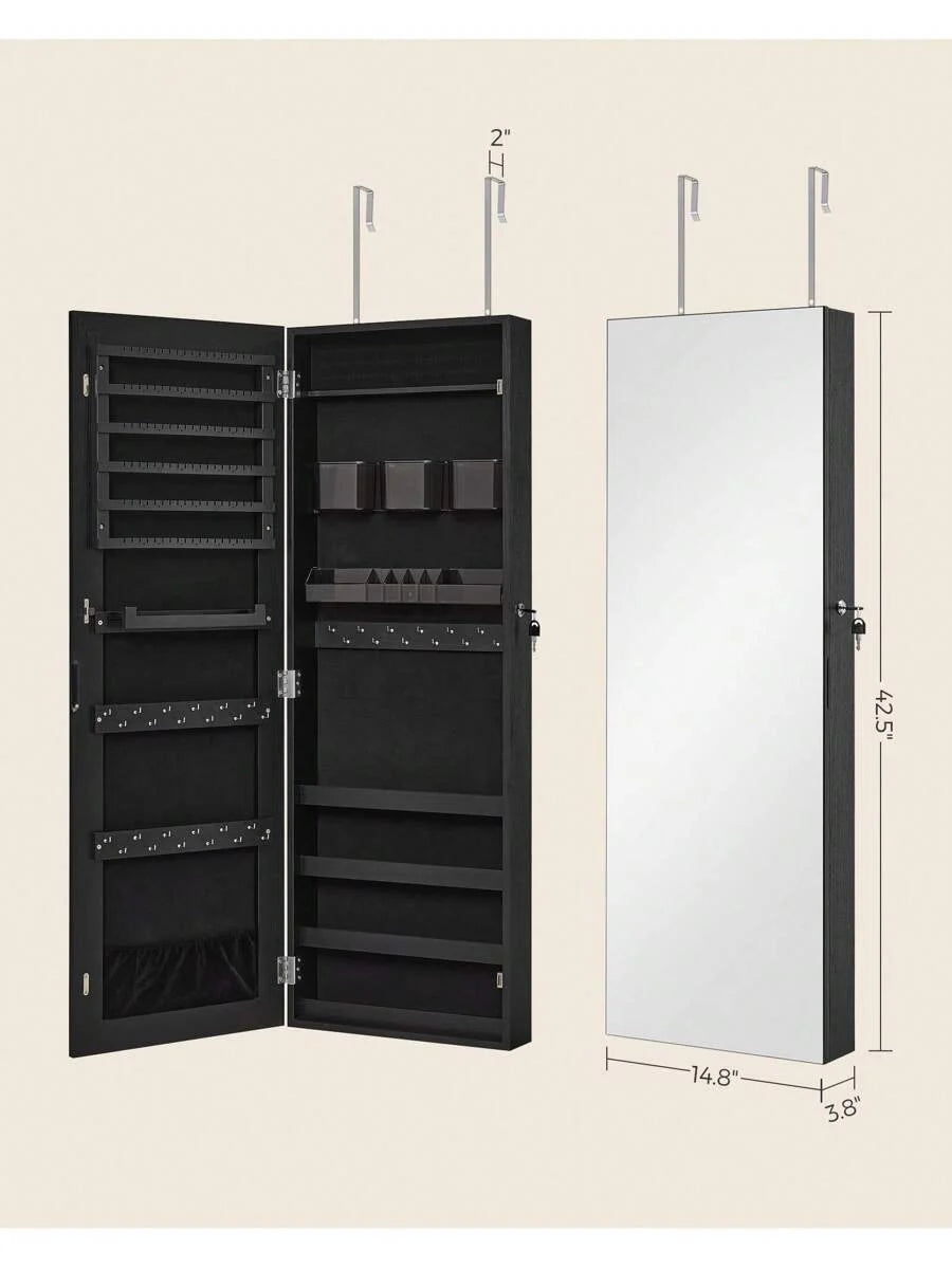 SONGMICS Jewelry Cabinet Armoire Lockable Wall Mounted Mirror Organizer Unit