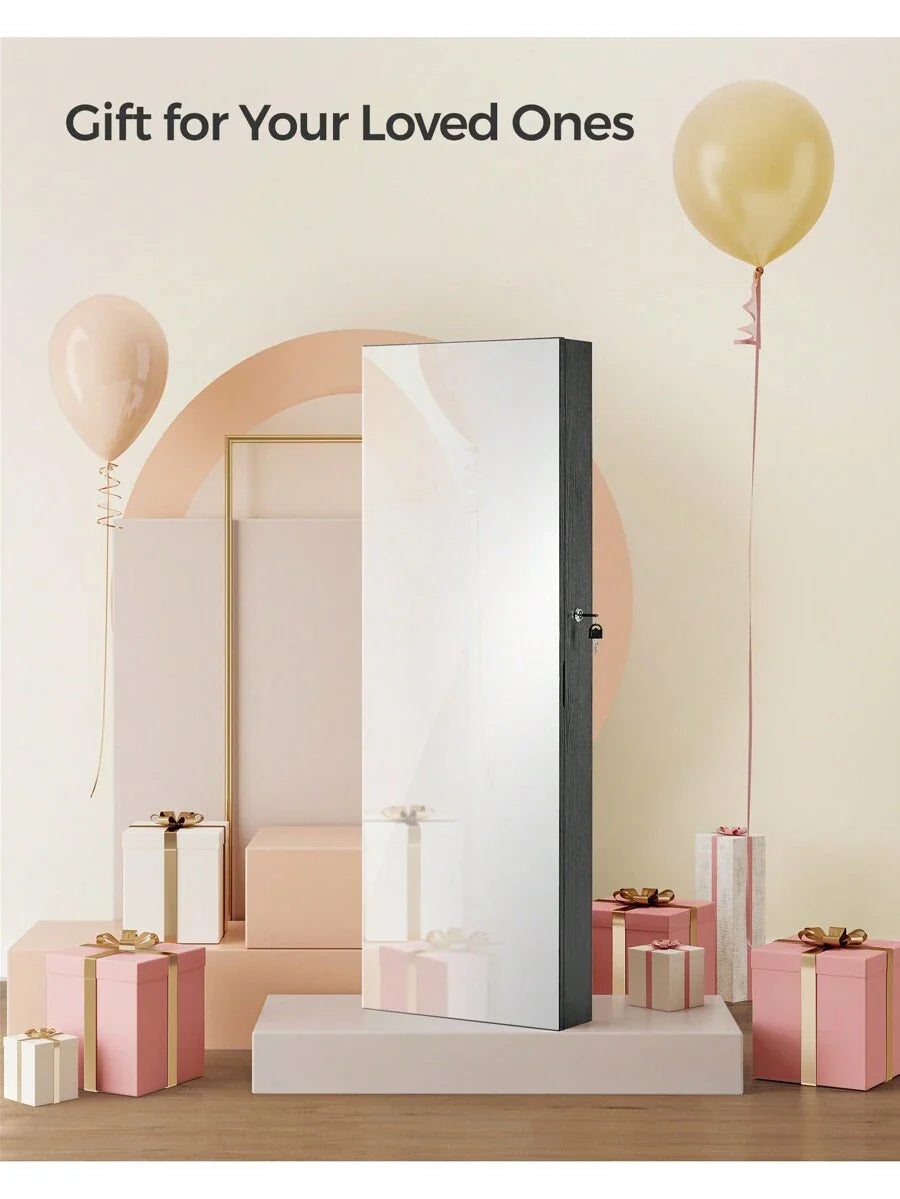 SONGMICS Jewelry Cabinet Armoire Lockable Wall Mounted Mirror Organizer Unit