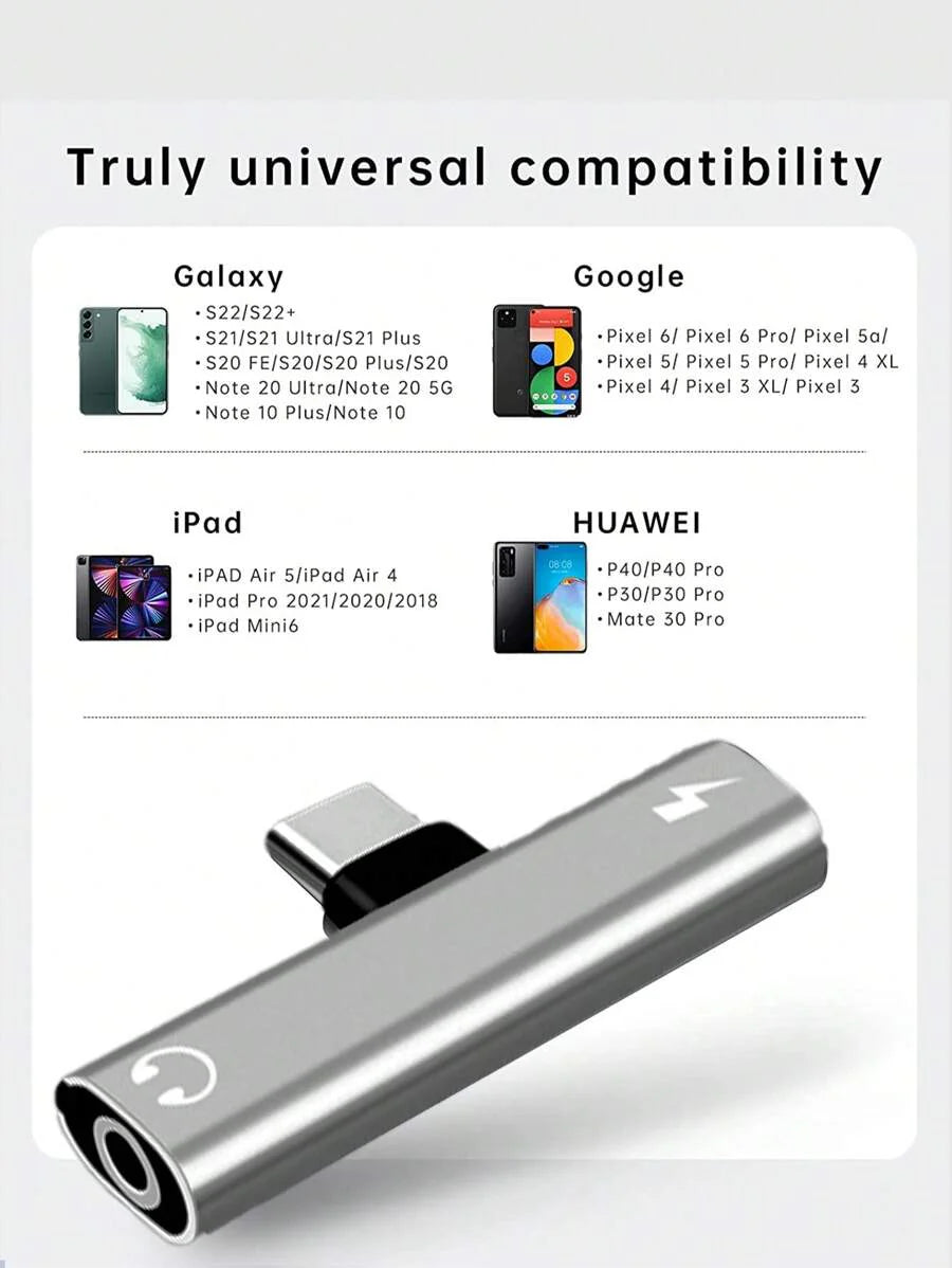 USB-C To 3.5mm Audio Headphone Adapter Combines A USB-C Interface