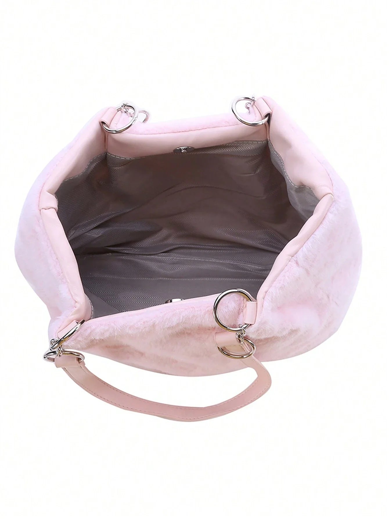 Pink Love-Shaped Plush Shoulder Bag