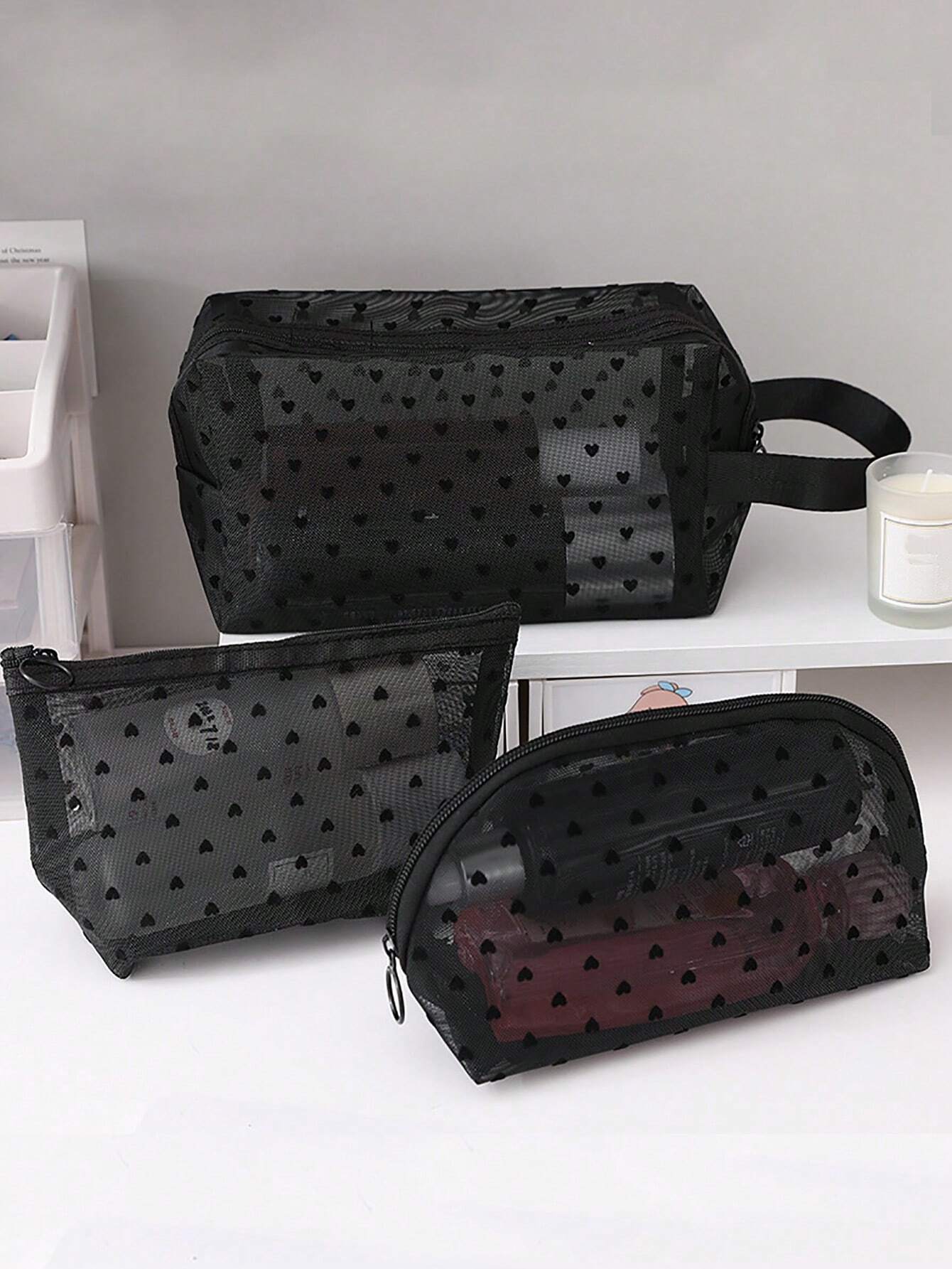 Printed Mesh Cosmetic Storage Bag
