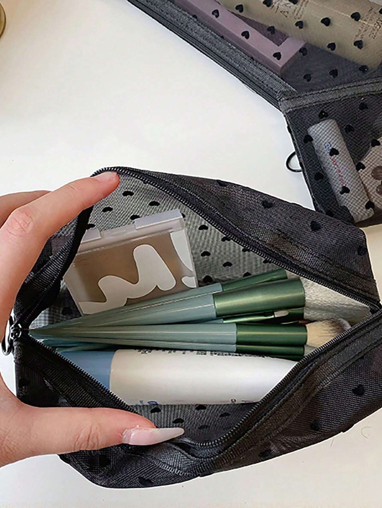 Printed Mesh Cosmetic Storage Bag