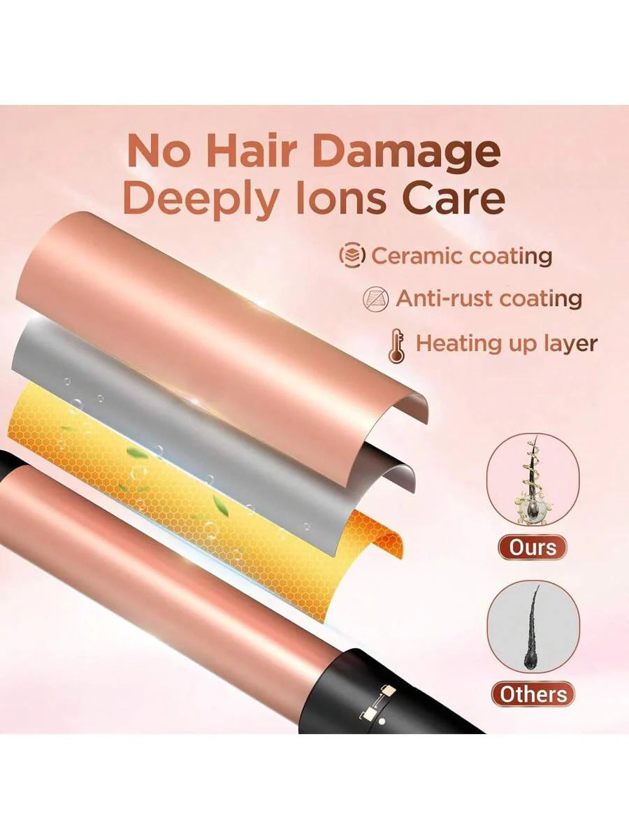 5 In 1 Wand Curling Iron-Curling Wand Set With Hair Straightener