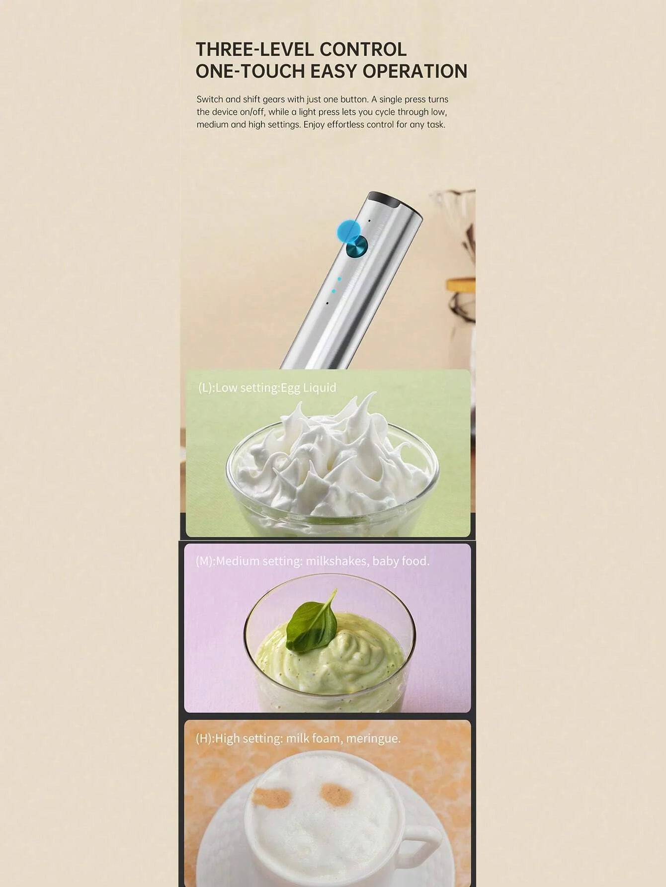 CLITON Rechargeable Milk Frother Wand