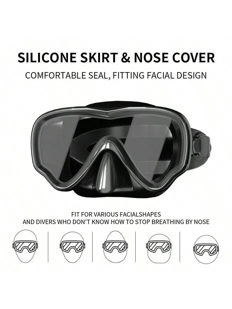 Adult Scuba Diving Mask, Tempered Glass One-Piece Mask