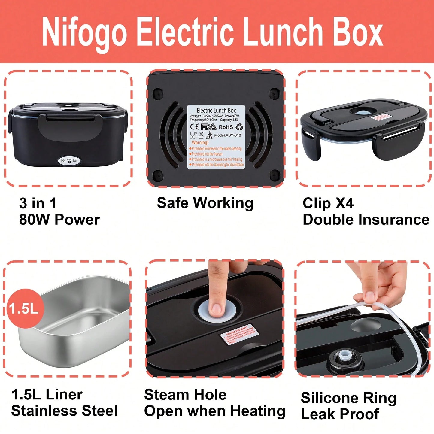80W Electric Portable Lunch Box