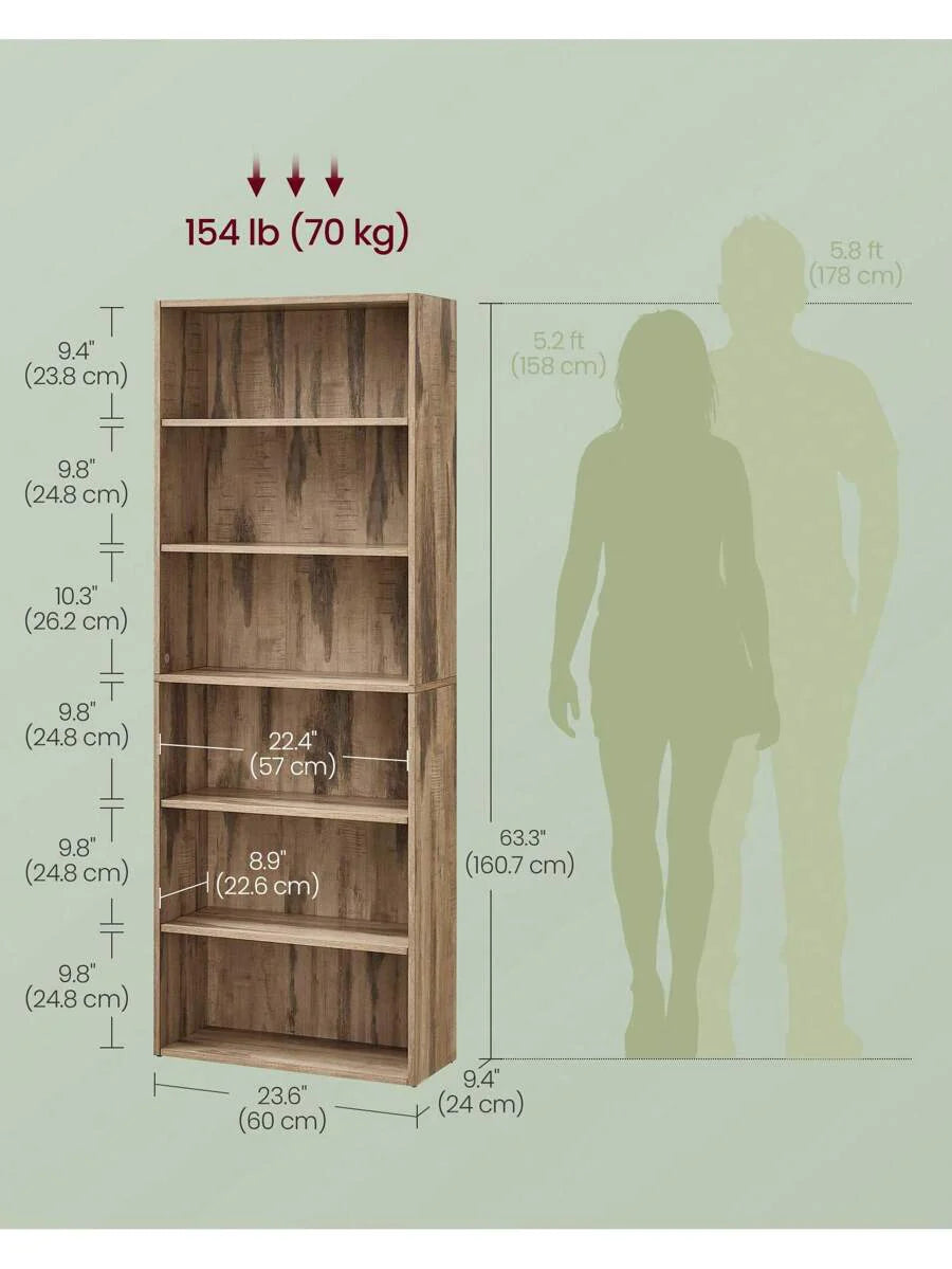 VASAGLE Bookshelf, 6-Tier Bookcase