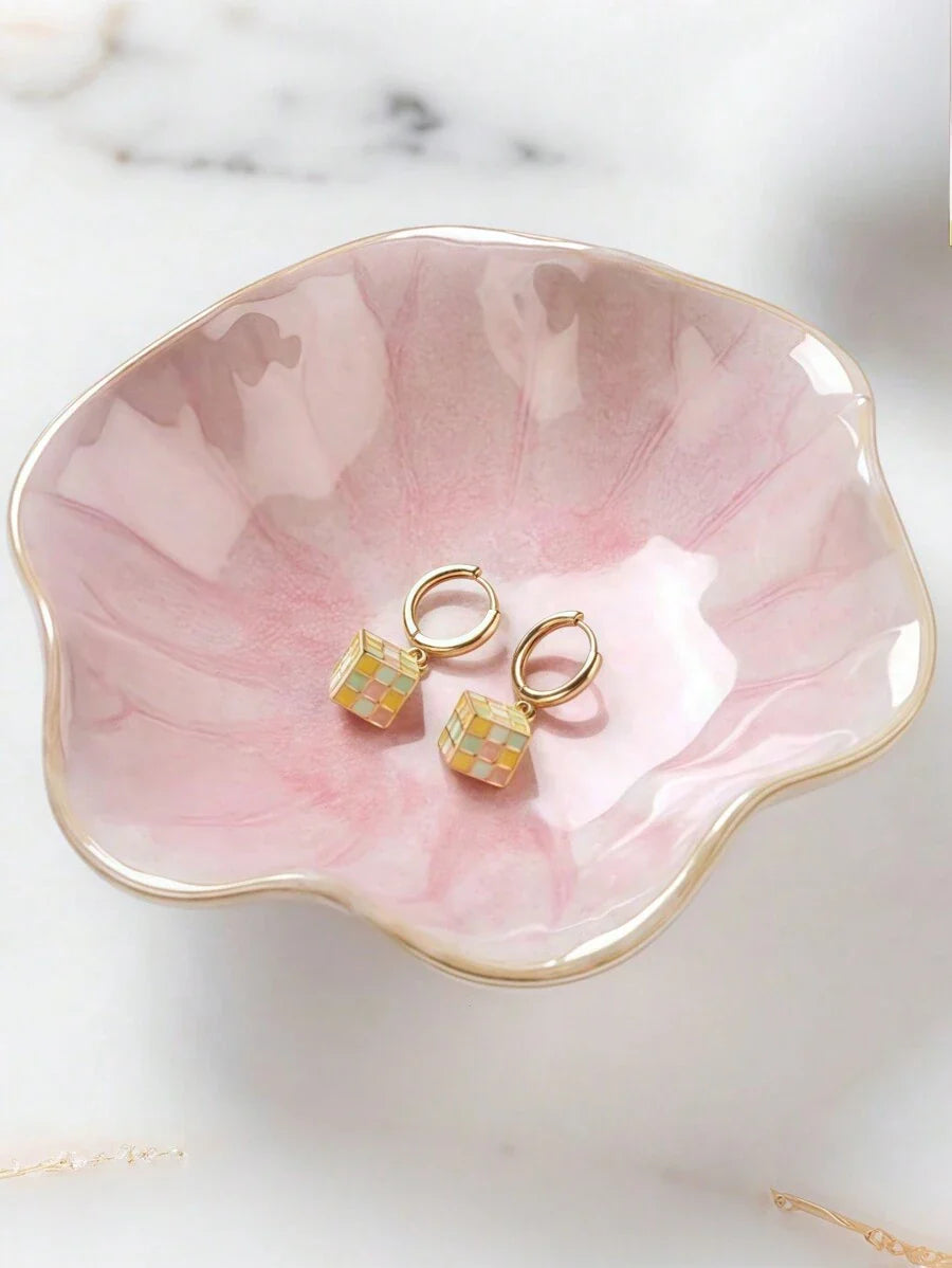 Elegant Ceramic Lotus Leaf Jewelry Organizer Tray For Earrings