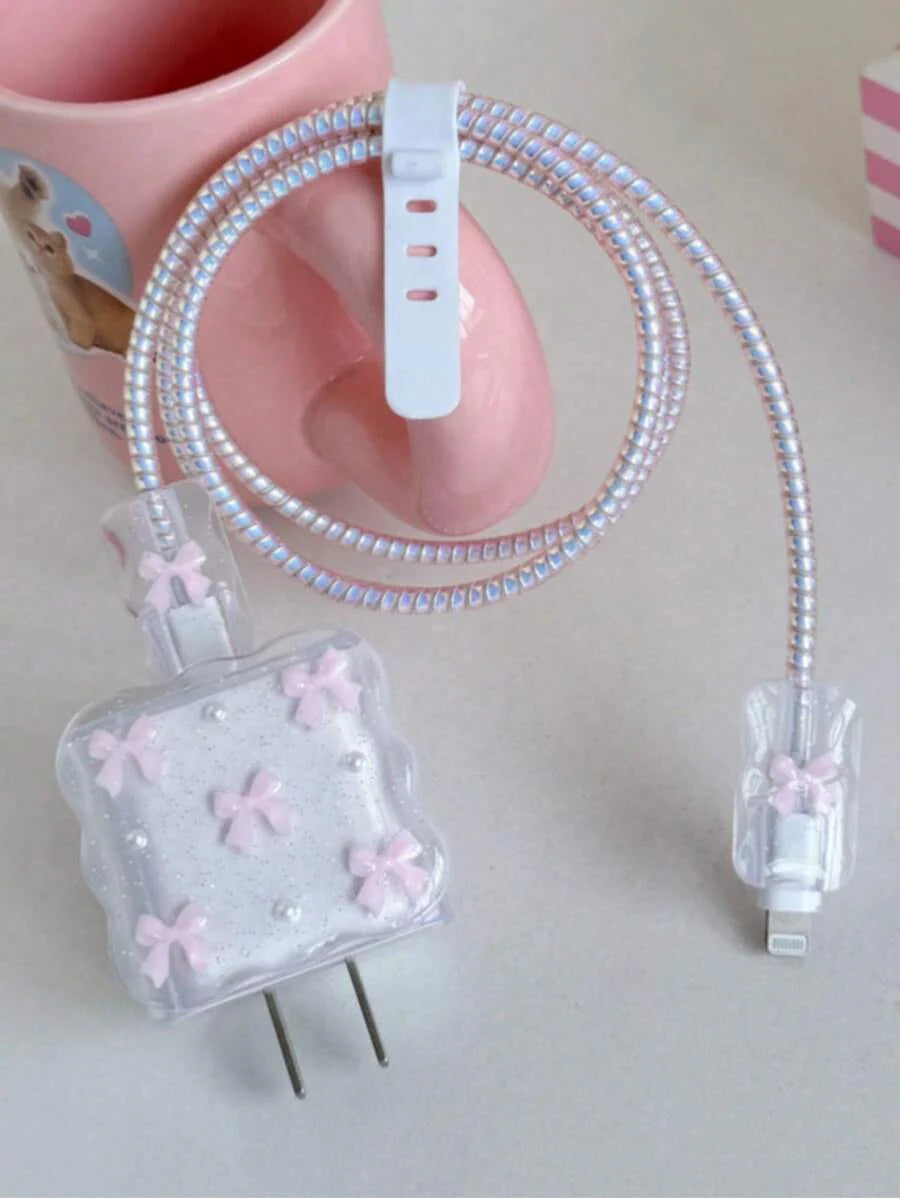Pearl Design Charger Set, Includes Charging Cable Protector