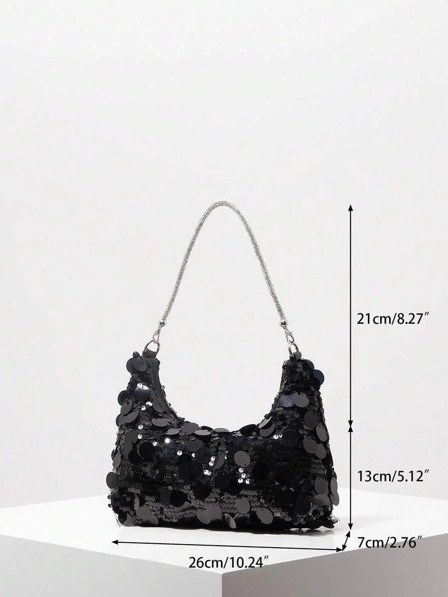 Random Pattern Shoulder Bag, Sequin Bag