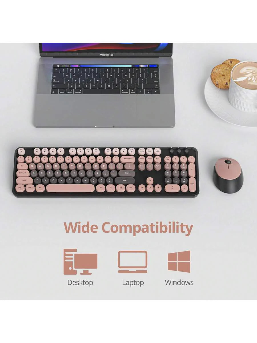 Wireless Keyboard And Mouse Set, Cute Keyboard And Mouse Combo
