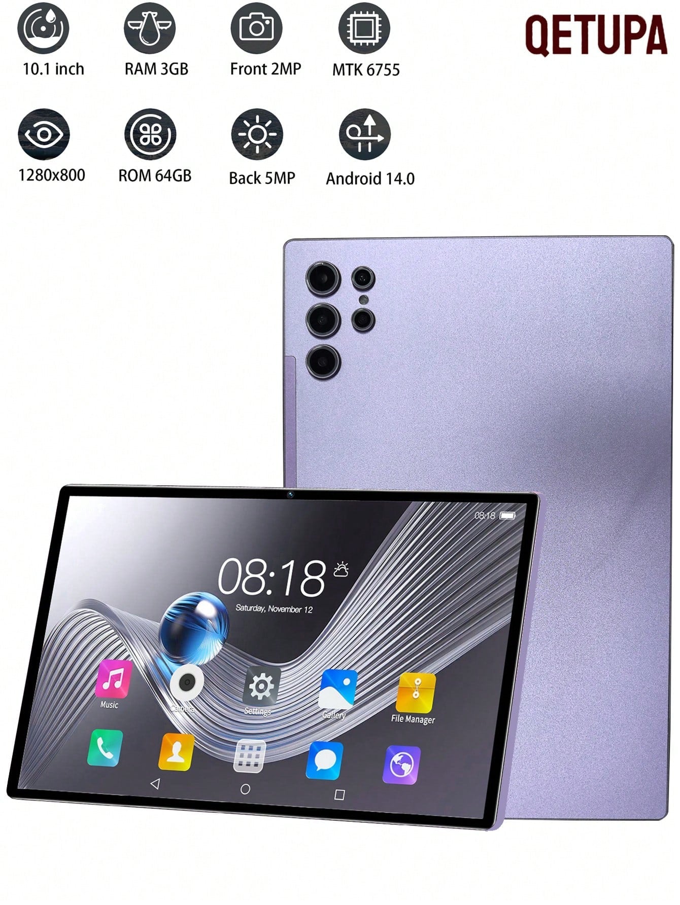 Qetupa 10.1-Inch Android 14 Tablet