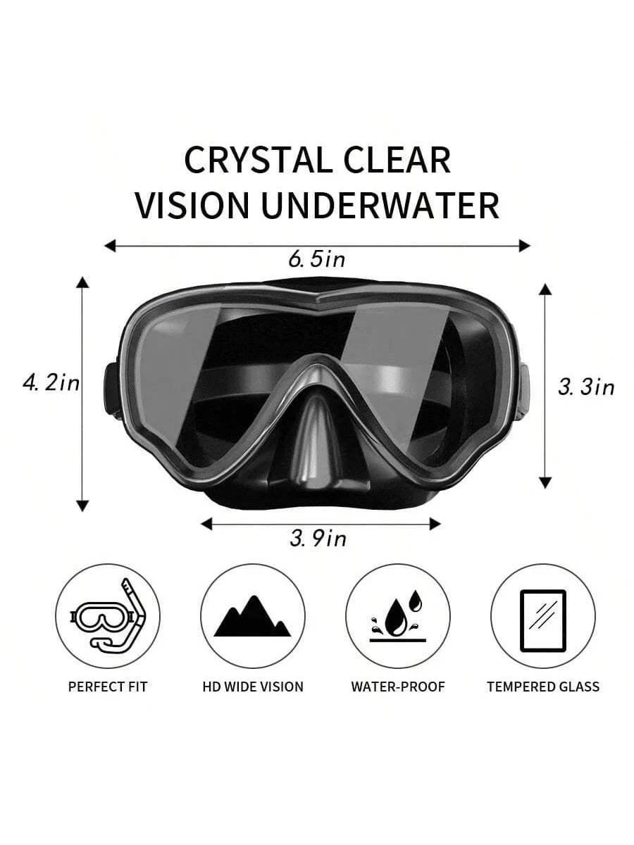 Adult Scuba Diving Mask, Tempered Glass One-Piece Mask