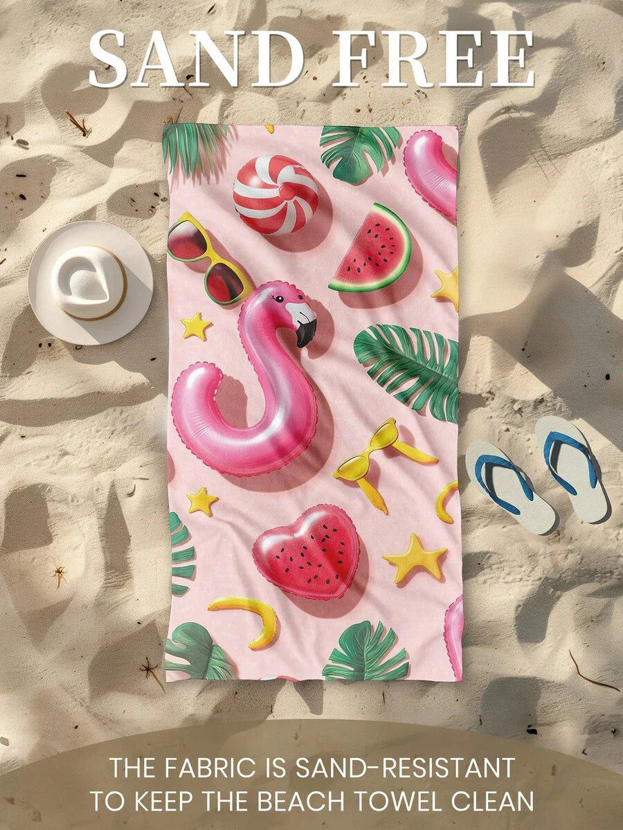 1pc Printed Beach Towel, Summer Fruit Pattern Swimwear