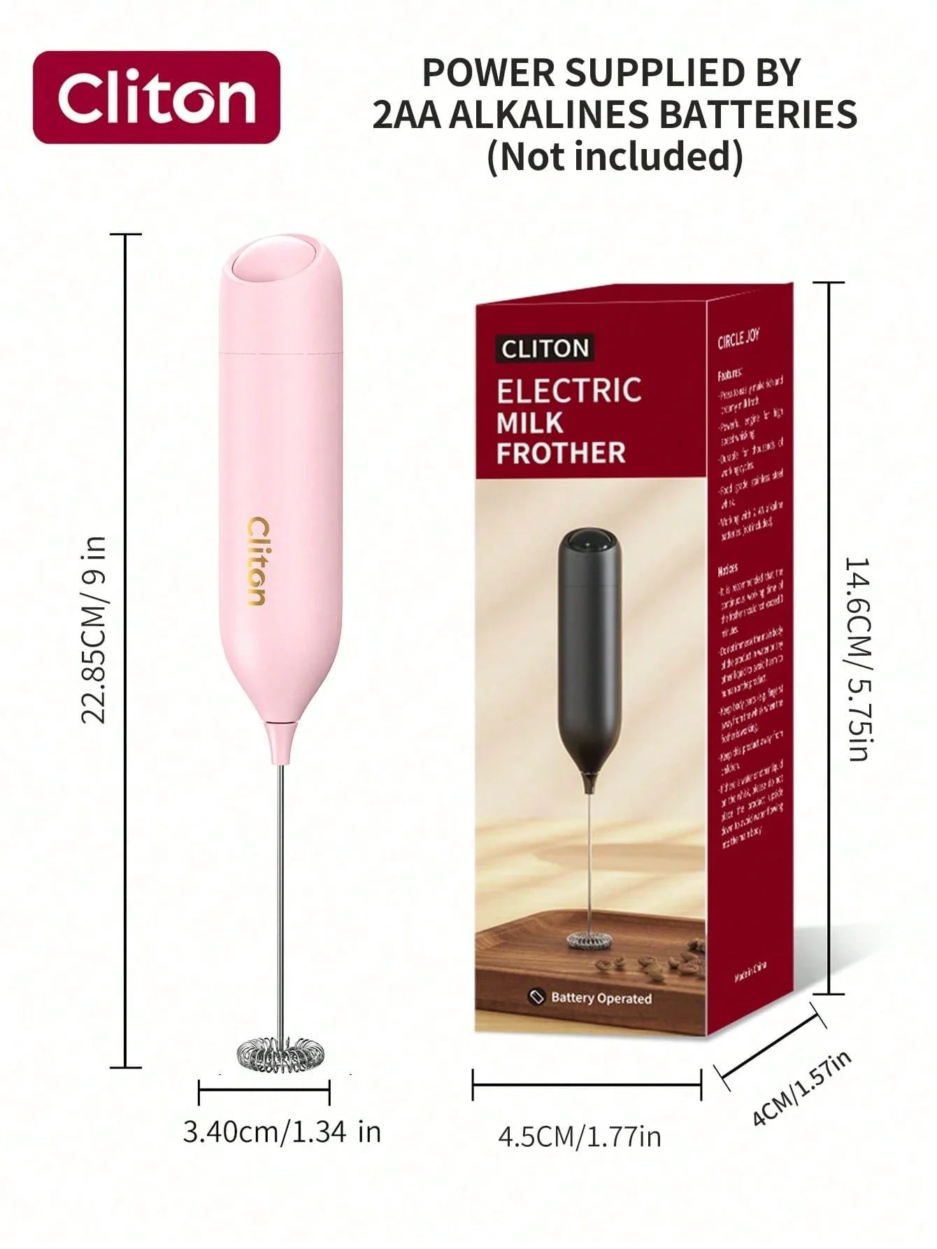 CLITON Battery-Powered Milk Frother