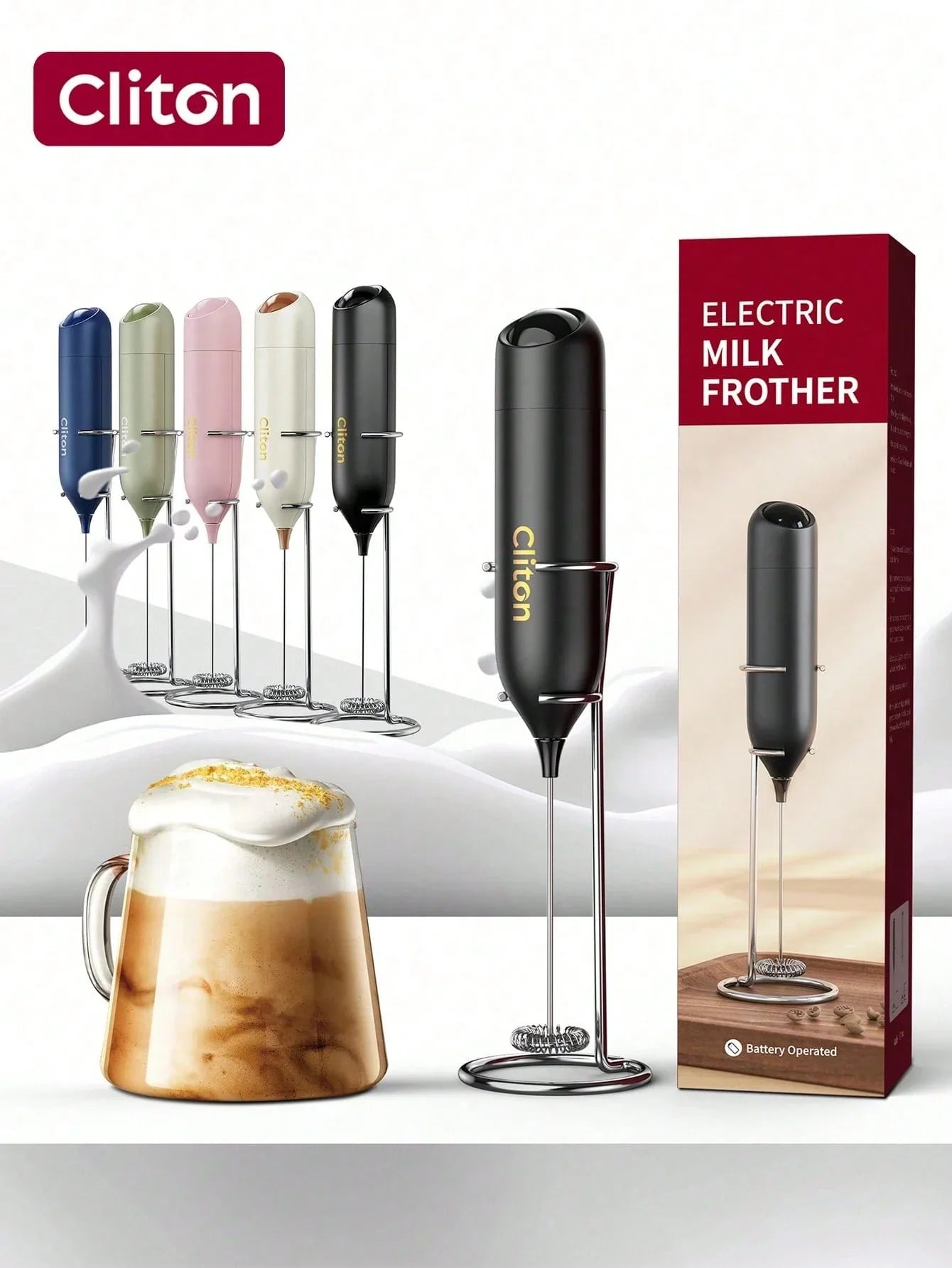 CLITON Battery-Powered Milk Frother