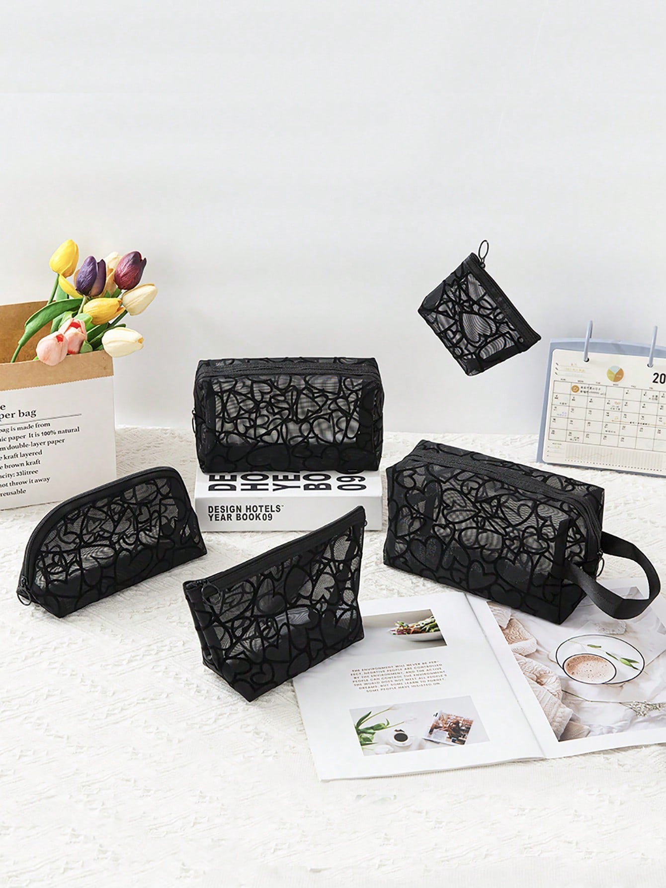 Printed Mesh Cosmetic Storage Bag
