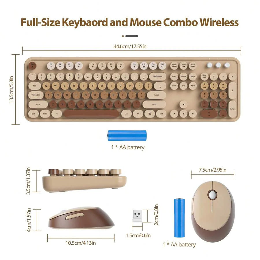 Wireless Keyboard And Mouse Set, Cute Keyboard And Mouse Combo